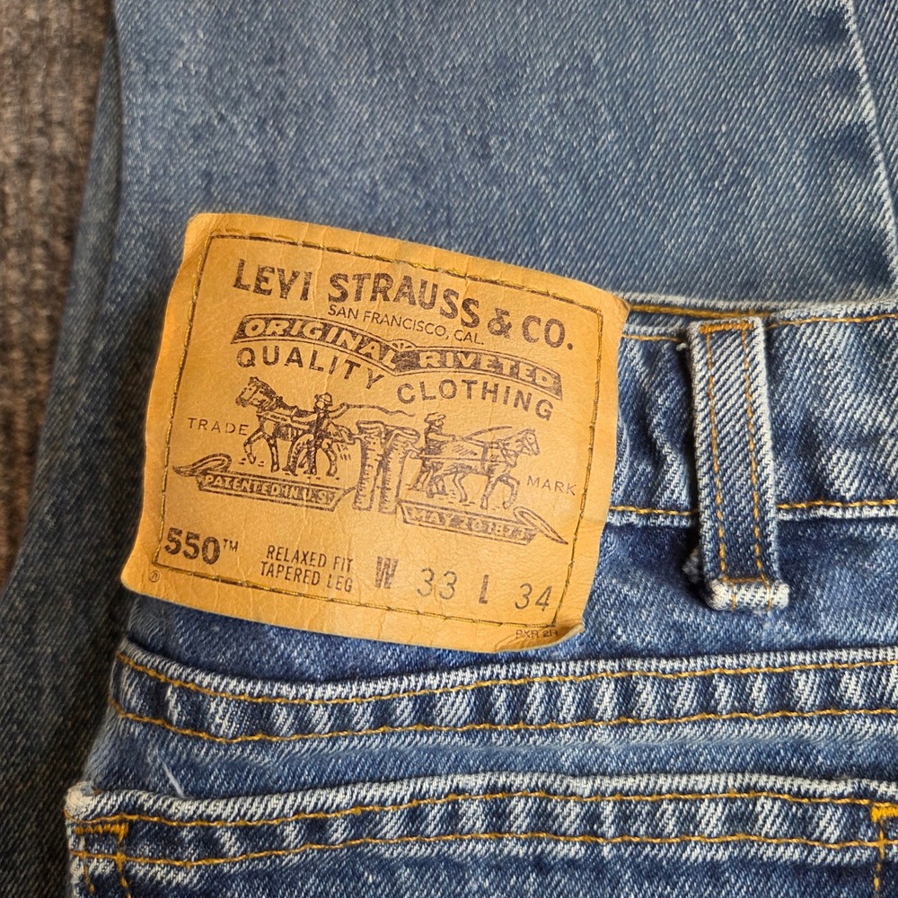 Levi's Orange Tab 550 Relaxed Fit Tapered Leg Distressed Jeans Denim Men W33 L34